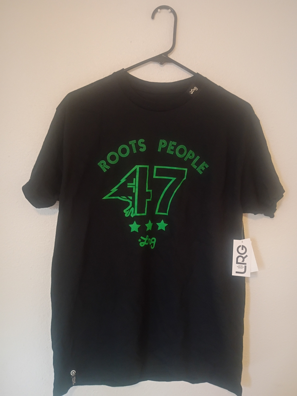 LRG Black Tee with Neon Green '47' Graphic
